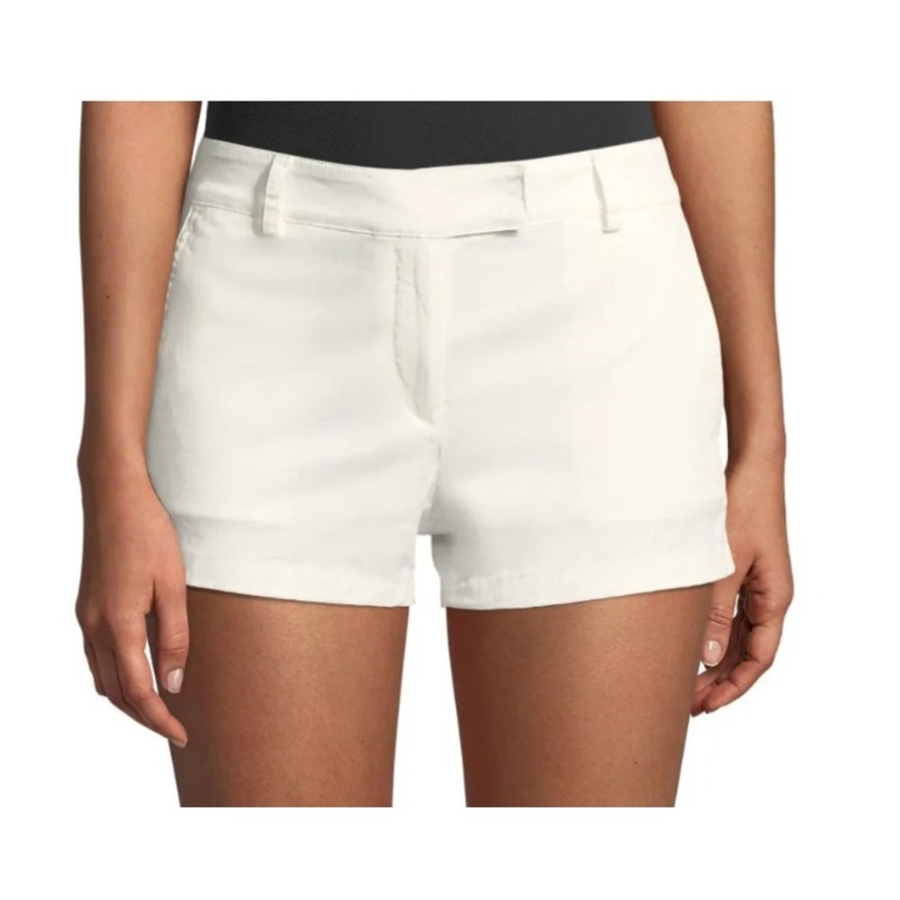 Theory Bennie Garment-Dyed Twill‎ Shorts White Cotton Minimalist Tailored Size 2